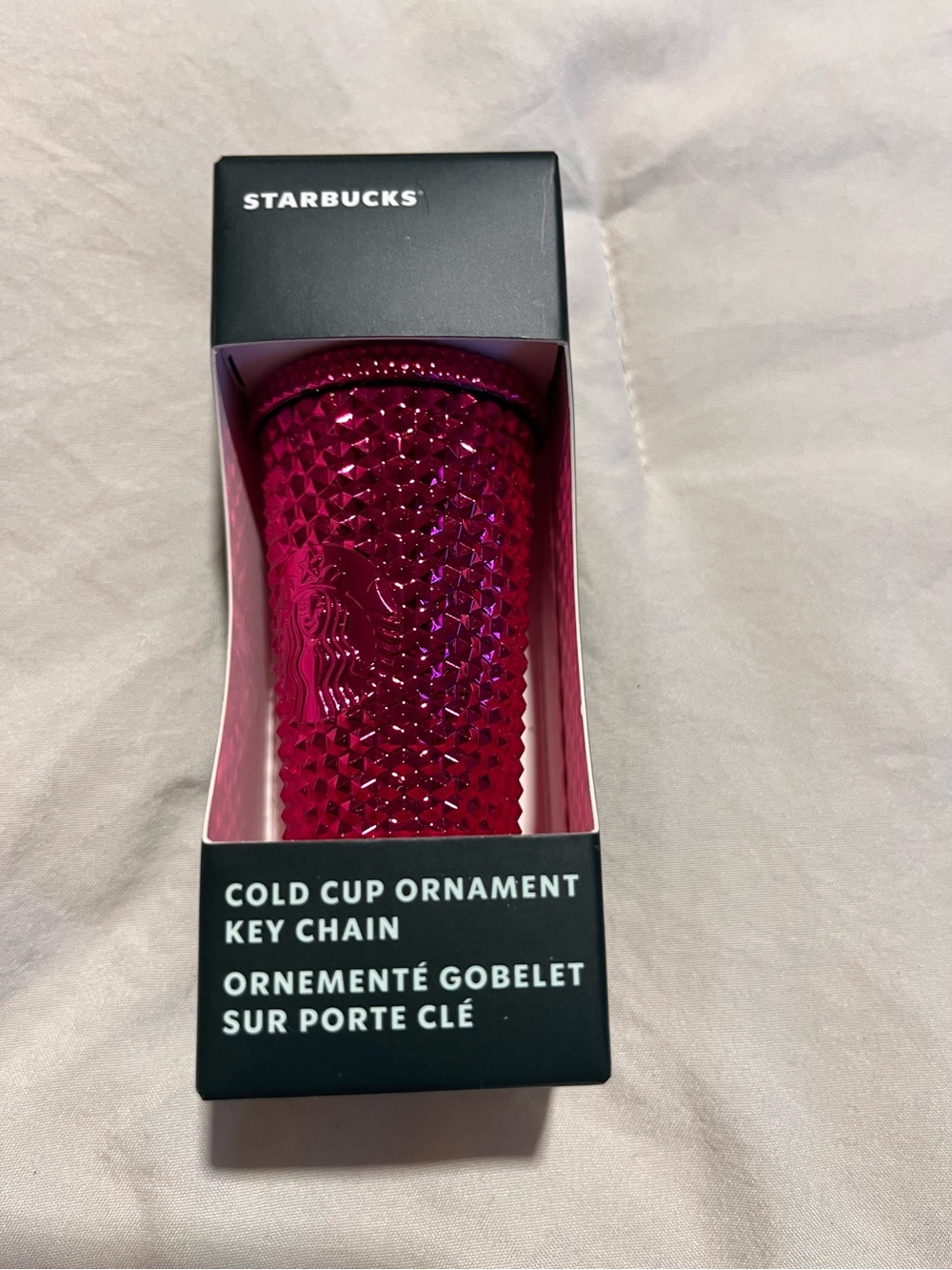 Starbucks Hot Pink Studded Cold Cup Ornament Keychain